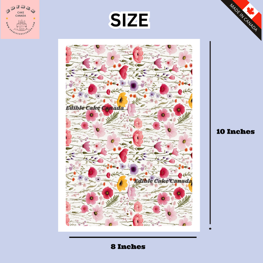 Edible Cake Wrap | Colorful Floral Cake Wrap | Flower Party Cake Decoration | Edible Icing Sheet | Birthday Cake Wrap | Spring Flower Cake Design