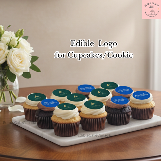 Edible Logo Cupcake Toppers: Custom Corporate Event Treats | Company Brand Building Image Icing Sheet