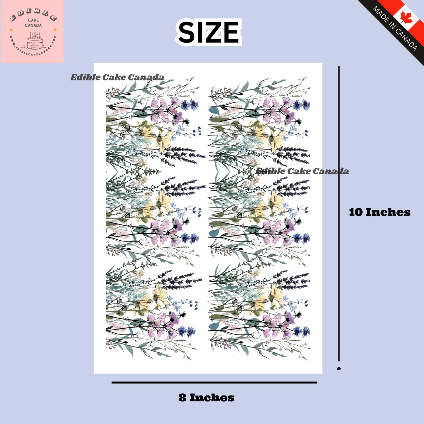 Edible Wildflowers Cake Wrap | Floral Icing Sheet (8"x10") | Food Grade Edible Cake Decoration