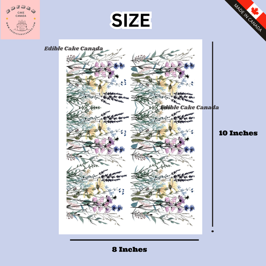 Edible Wildflowers Cake Wrap | Floral Icing Sheet (8"x10") | Food Grade Edible Cake Decoration