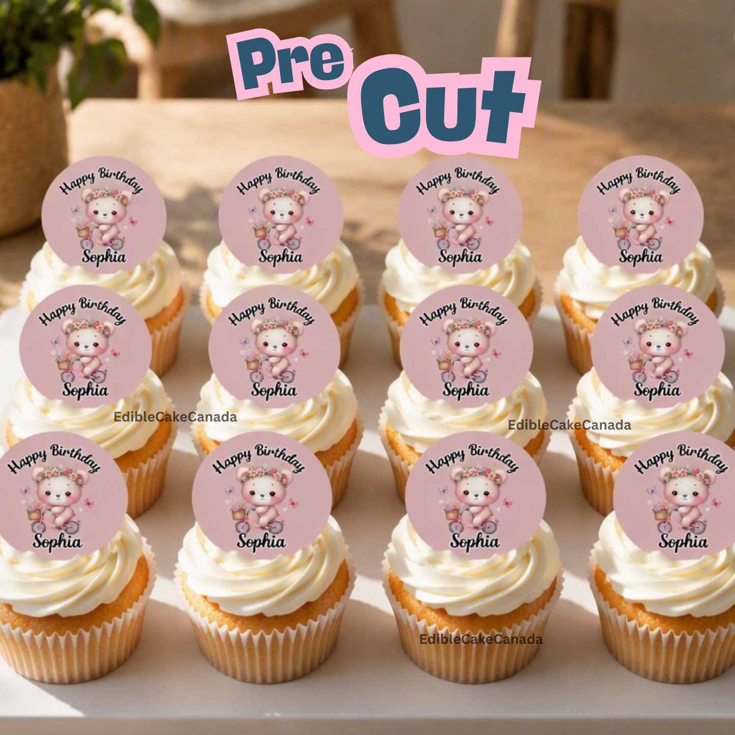 Custom Image Edible Icing Cupcake Topper, 2 Inch Round Sheet of 12