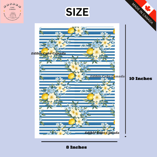 Edible Icing Cake Wrap – Sicilian Mediterranean Lemon & Tile Pattern