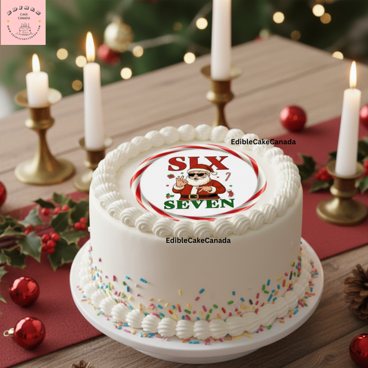 Edible Icing Cake & Cupcake Toppers – 6 7 Santa Claus Christmas Theme -Edible Frosting Sheet