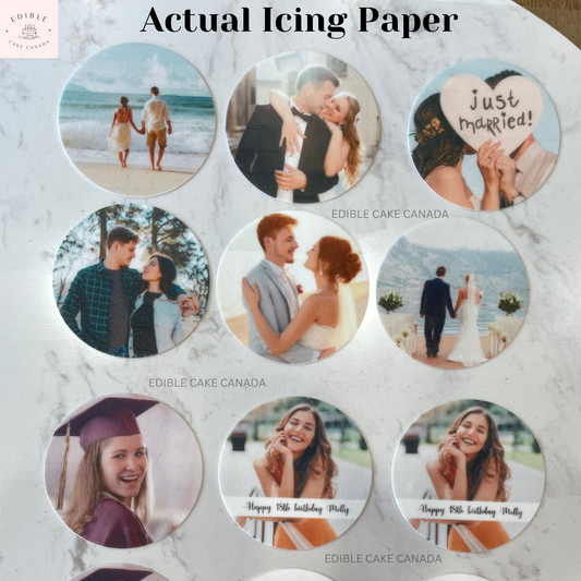 Feuille de glaçage avec logo et image photo personnalisée comestible pour cupcakes, biscuits et biscuits