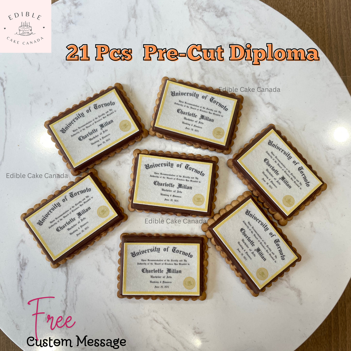 Edible Custom Certificate Diplomas Graduation Topper