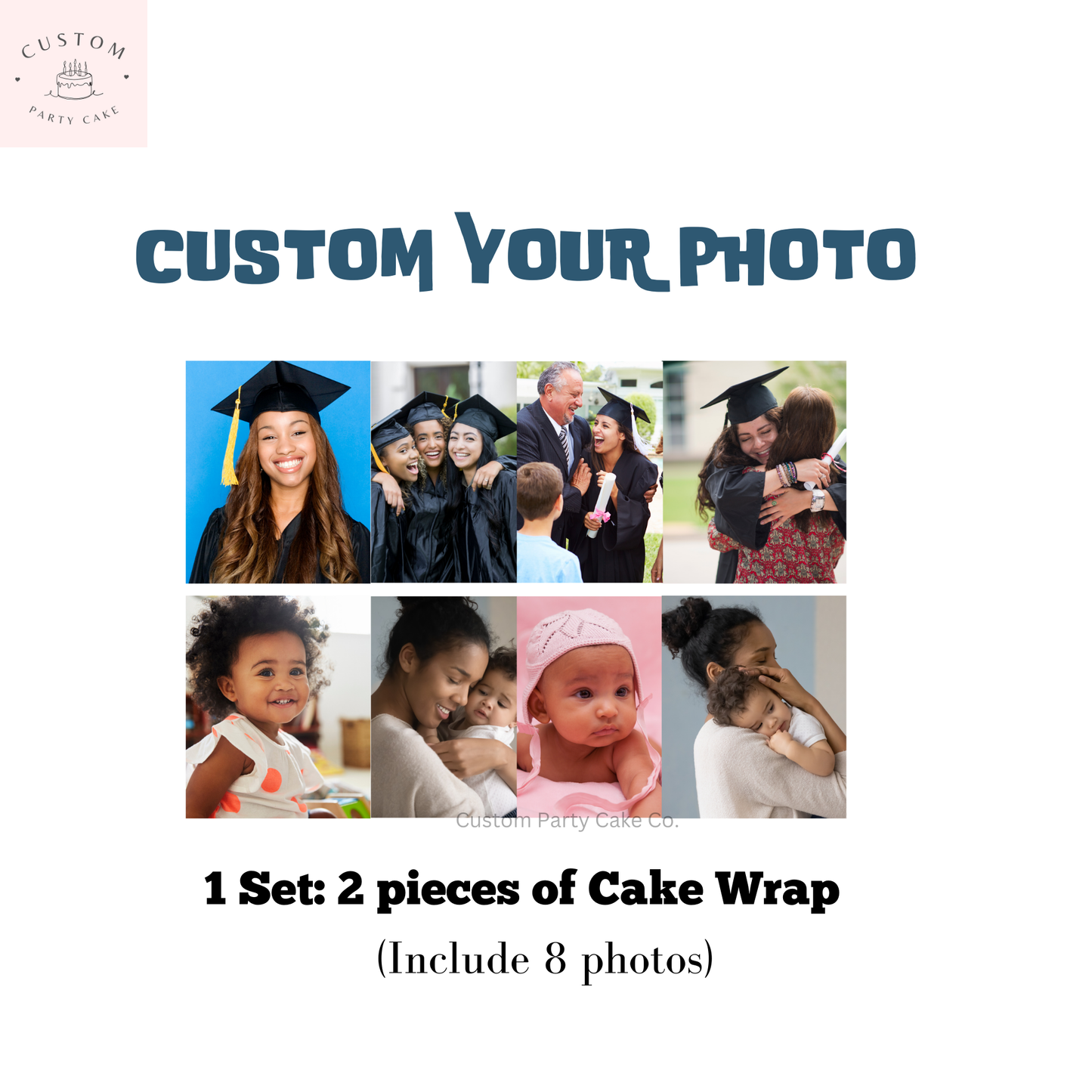 Edible Photo Collage Cake Wrap | Custom Photo Image Cake Stripe