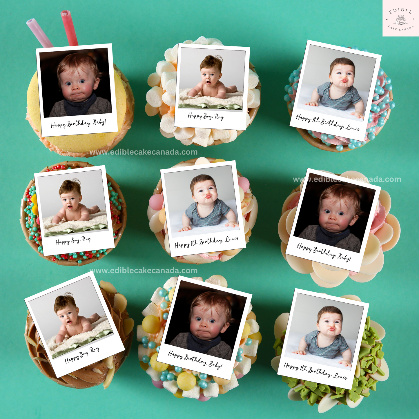 Edible Polaroid Photo Topper | Custom Polaroid Picture Cupcakes |Photo Reels Film Icing Sheet
