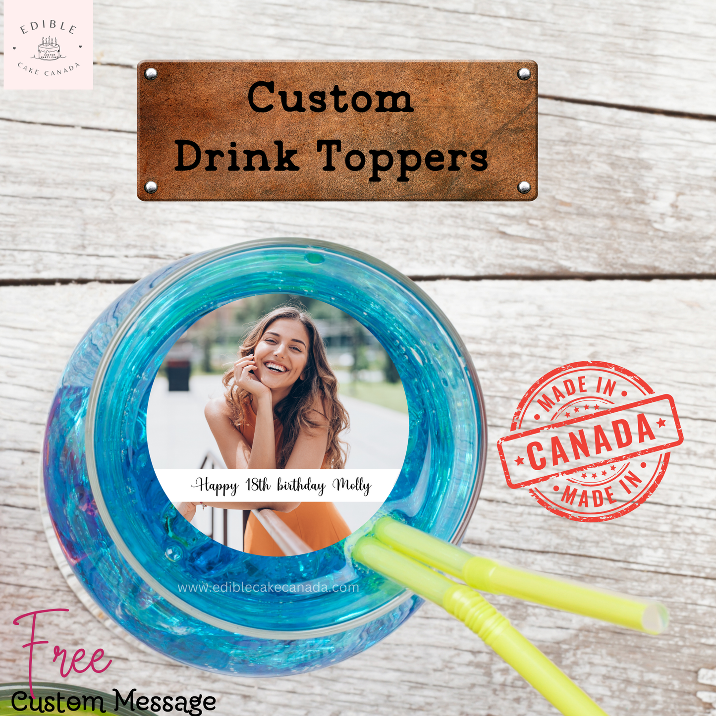 Edible Wafer Paper Drink Topper | Custom Photo Logo Image Edible Topper