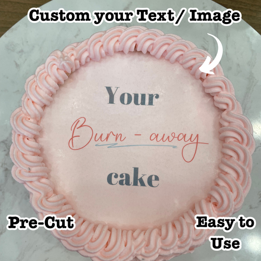 BURN-AWAY Cake Bundle Set (Icing sheet + Wafer Sheet) | Custom Image/ Text Cake | Baby Reveal Cake
