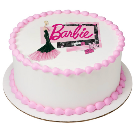 Licensed Barbie Forever Glam edible icing cake topper for birthday cakes