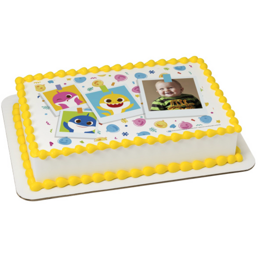 Baby Shark Ruling the Sea PhotoCake edible image cake topper processed in Canada
Licensed Baby Shark edible icing sheet for birthday cakes
Baby Shark cake topper with colourful underwater design
PhotoCake Edible Image Baby Shark Ruling the Sea cake decoration
Kids Baby Shark birthday cake edible topper Canada