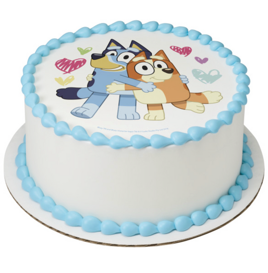 Bluey cake topper, Bluey edible image, Bluey icing sheet, Bluey PhotoCake, licensed Bluey cake topper, Bluey birthday cake decoration, edible icing cake topper Canada, Bluey birthday party, PhotoCake edible image, Bluey cake decorations Canada