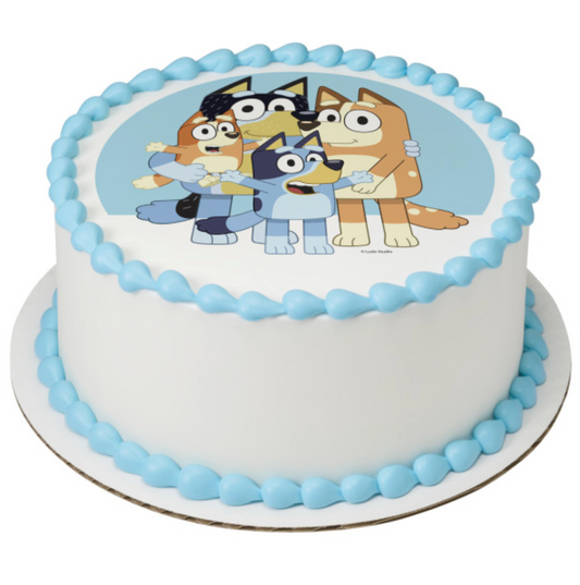 Bluey Dance Mode licensed PhotoCake edible image icing cake topper processed in Canada
