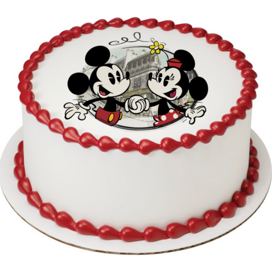 Licensed Mickey Mouse and Friends Cafe Minnie PhotoCake edible icing cake topper processed in Canada