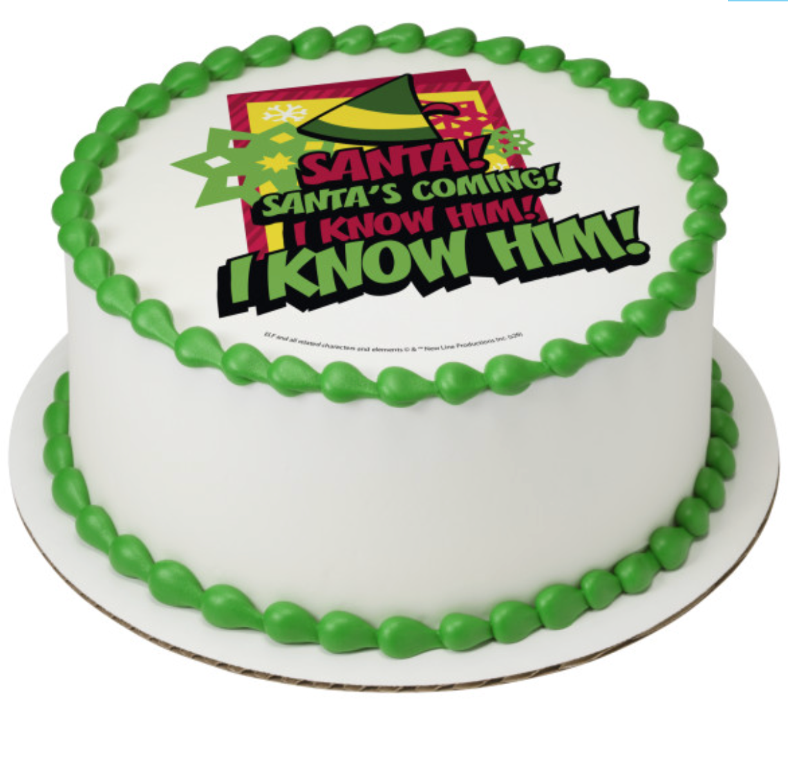 Elf Santa’s Coming PhotoCake edible image cake topper on icing sheet
Licensed Elf Santa’s Coming edible icing cake topper for Christmas cake
PhotoCake Edible Image Elf Santa’s Coming cake decoration processed in Canada
Christmas edible image cake topper featuring Elf Santa’s Coming design
Edible icing sheet cake topper for holiday cakes and Christmas parties