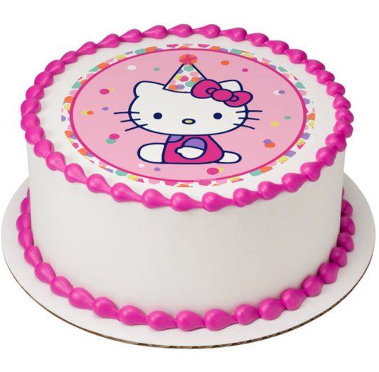 Hello Kitty® Party Hat PhotoCake® Edible Image® cake topper
Licensed Hello Kitty® edible icing cake topper for birthday cake
Hello Kitty® Party Hat edible cake image processed in Canada
PhotoCake® Edible Image® Hello Kitty® cake decoration
Hello Kitty® birthday cake topper printed on edible icing