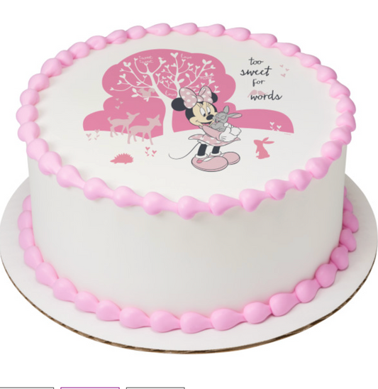 Licensed Disney Minnie Mouse Too Sweet PhotoCake edible image cake topper processed in Canada