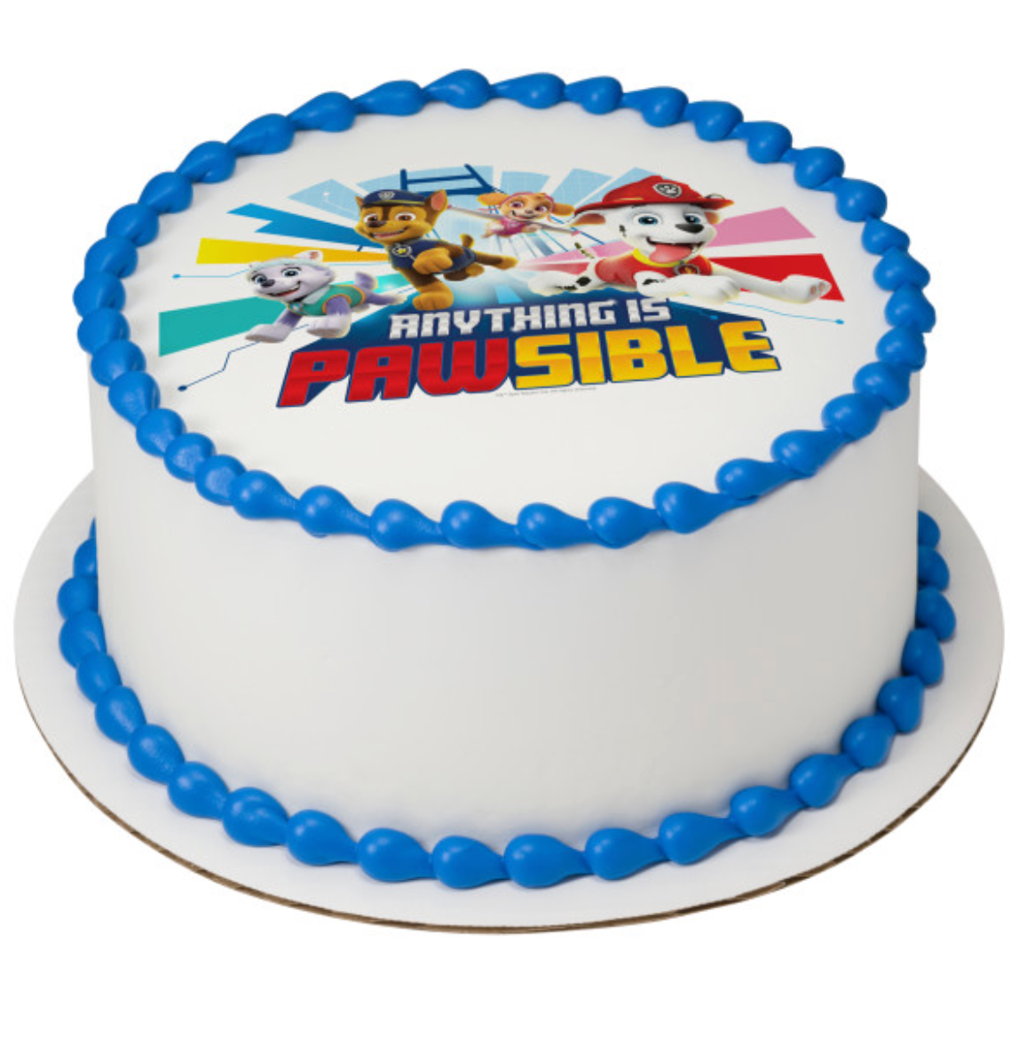 PAW Patrol Anything Is Pawsible PhotoCake Edible Image cake topper
Licensed PAW Patrol edible icing cake topper for birthday cake
PAW Patrol Anything Is Pawsible edible cake decoration processed in Canada
PhotoCake Edible Image icing sheet for PAW Patrol birthday cake
Kids PAW Patrol birthday cake topper edible icing image