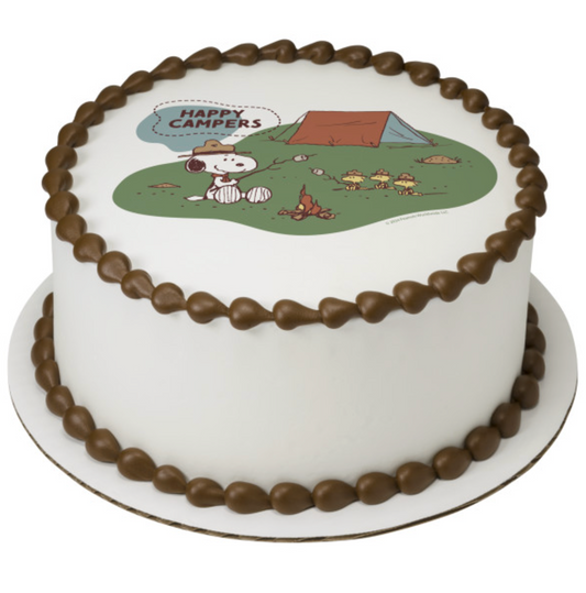 Licensed Peanuts® Snoopy® Happy Campers PhotoCake® edible image cake topper
Snoopy® Happy Campers edible icing cake topper processed in Canada
Peanuts® Snoopy® camping themed edible cake topper for birthday cake
PhotoCake® Edible Image® Snoopy® Happy Campers cake decoration
Licensed Snoopy® edible icing sheet cake topper for camping birthday party