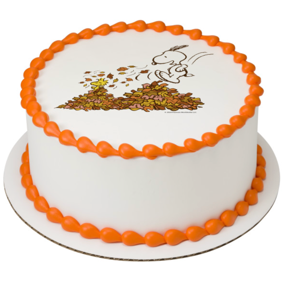 Peanuts® Happy Fall PhotoCake® Edible Image® cake topper processed in Canada