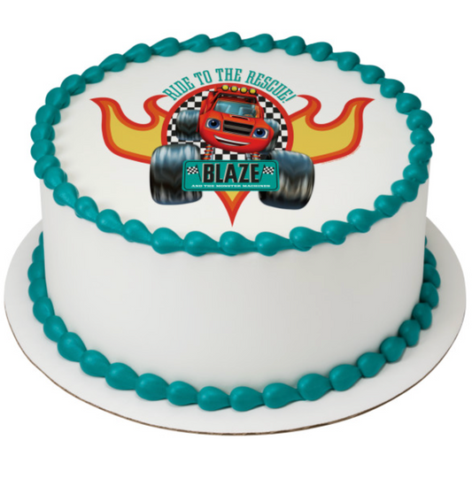 Blaze and the Monster Machines Ride to the Rescue edible cake topper
Licensed Blaze PhotoCake edible image cake decoration
Blaze Monster Machines edible icing sheet for birthday cake
Ride to the Rescue Blaze cake topper processed in Canada
Kids Blaze birthday cake topper edible image