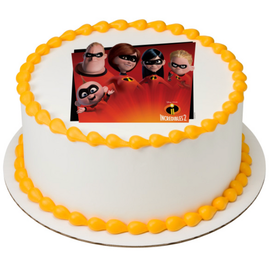 Disney and Pixar Incredibles 2 Super Hero Family licensed PhotoCake edible cake topper