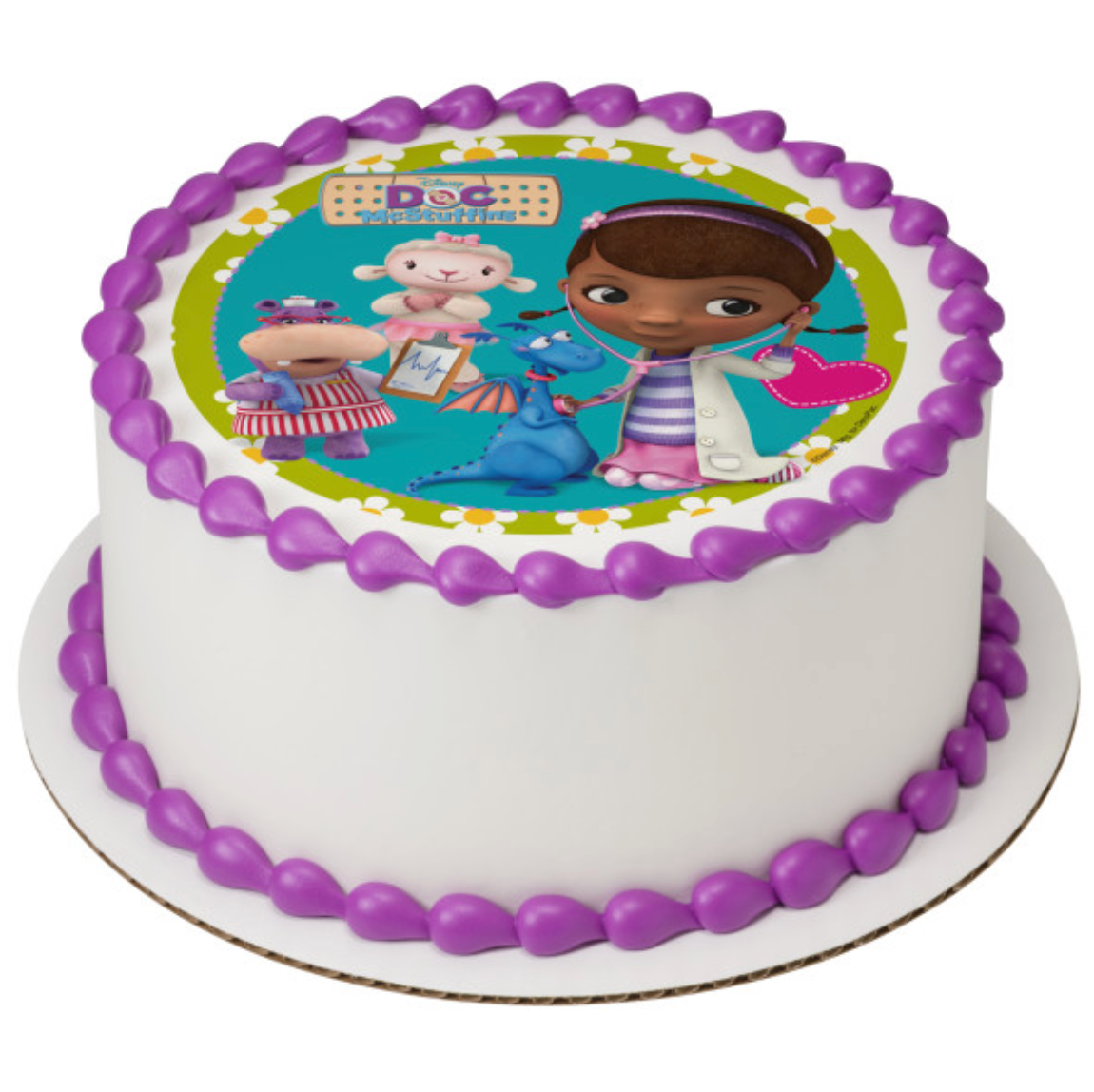 Disney Doc McStuffins Doc and Friends PhotoCake edible image cake topper
Licensed Doc McStuffins edible icing sheet cake decoration processed in Canada
Doc McStuffins and friends edible cake topper for birthday cakes
PhotoCake Edible Image cake topper featuring Disney Doc McStuffins
Doc McStuffins birthday cake edible icing image topper