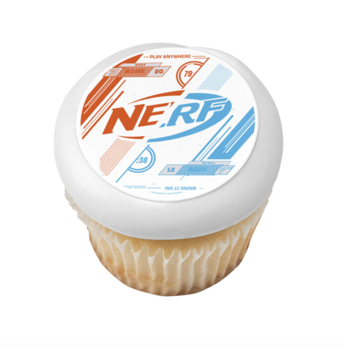 Officially Licensed Nerf Bring It On Edible Cake Topper printed with PhotoCake Edible Image technology, available in Canada