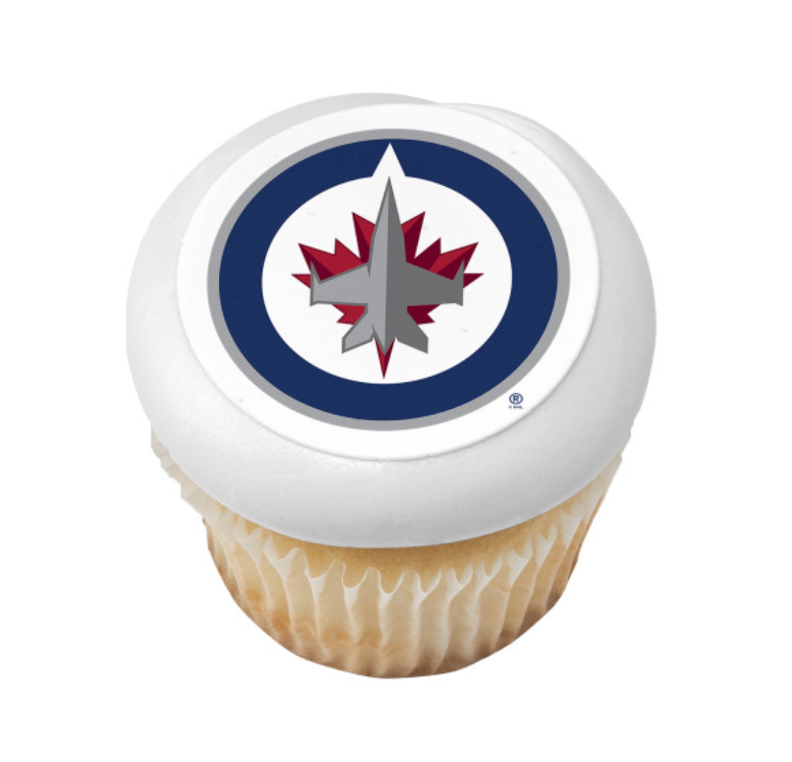 Officially licensed NHL Winnipeg Jets PhotoCake edible image cake topper printed on icing sheet, made in Canada