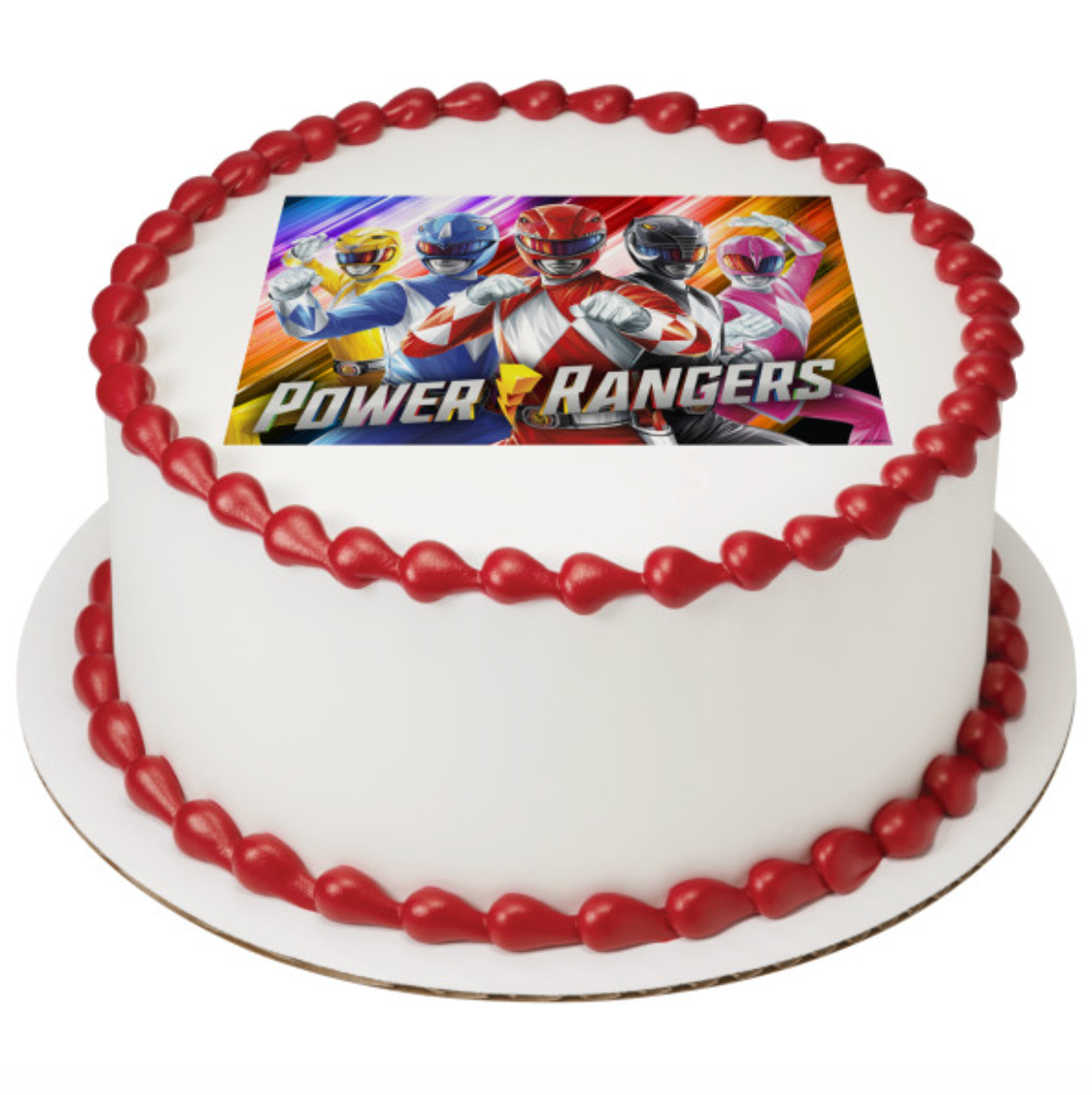 Licensed Power Rangers Morphin Time edible cake topper printed with PhotoCake Edible Image technology, available in Canada