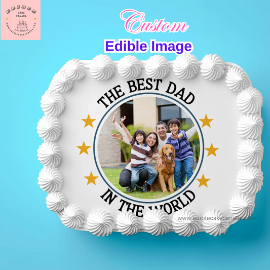 Custom Dad Grand Dad Photo Icing Cake | Personalized Photo Cake Topper for Dad or Grandpa | Personalized Father’s Day Cake