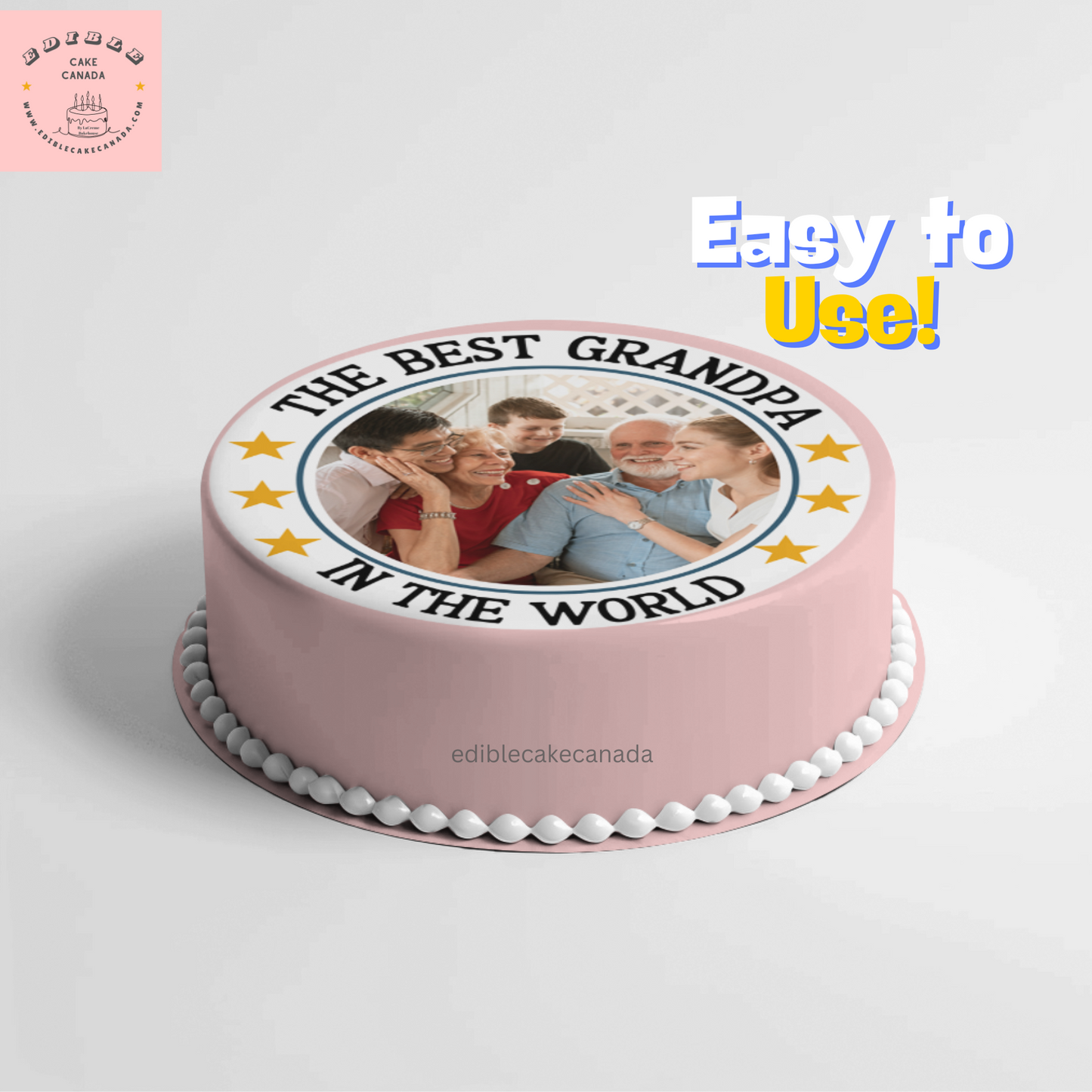 Custom Dad Grand Dad Photo Icing Cake | Personalized Photo Cake Topper for Dad or Grandpa | Personalized Father’s Day Cake