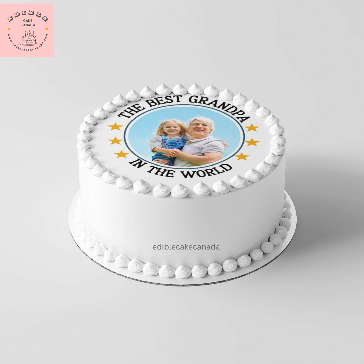 Custom Dad Grand Dad Photo Icing Cake | Personalized Photo Cake Topper for Dad or Grandpa | Personalized Father’s Day Cake