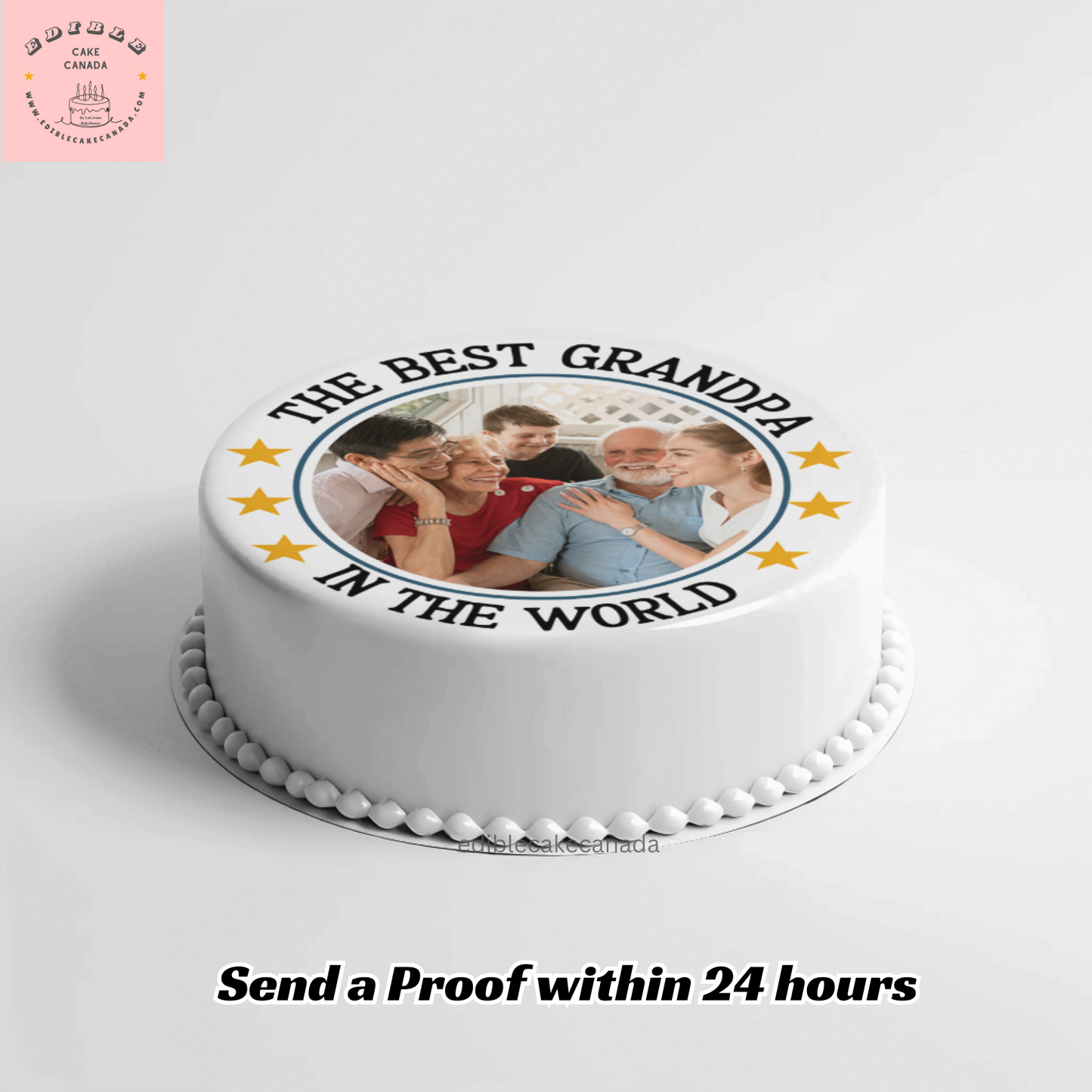 Custom Dad Grand Dad Photo Icing Cake | Personalized Photo Cake Topper for Dad or Grandpa | Personalized Father’s Day Cake
