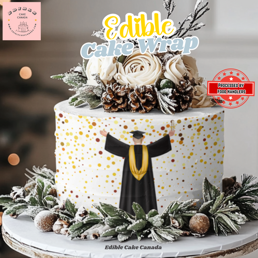 EDIBLE Graduation Frosting sheet Cake Wrap | 8 Design Options | Edible Icing Sheet for Grad Party Cake Decoration