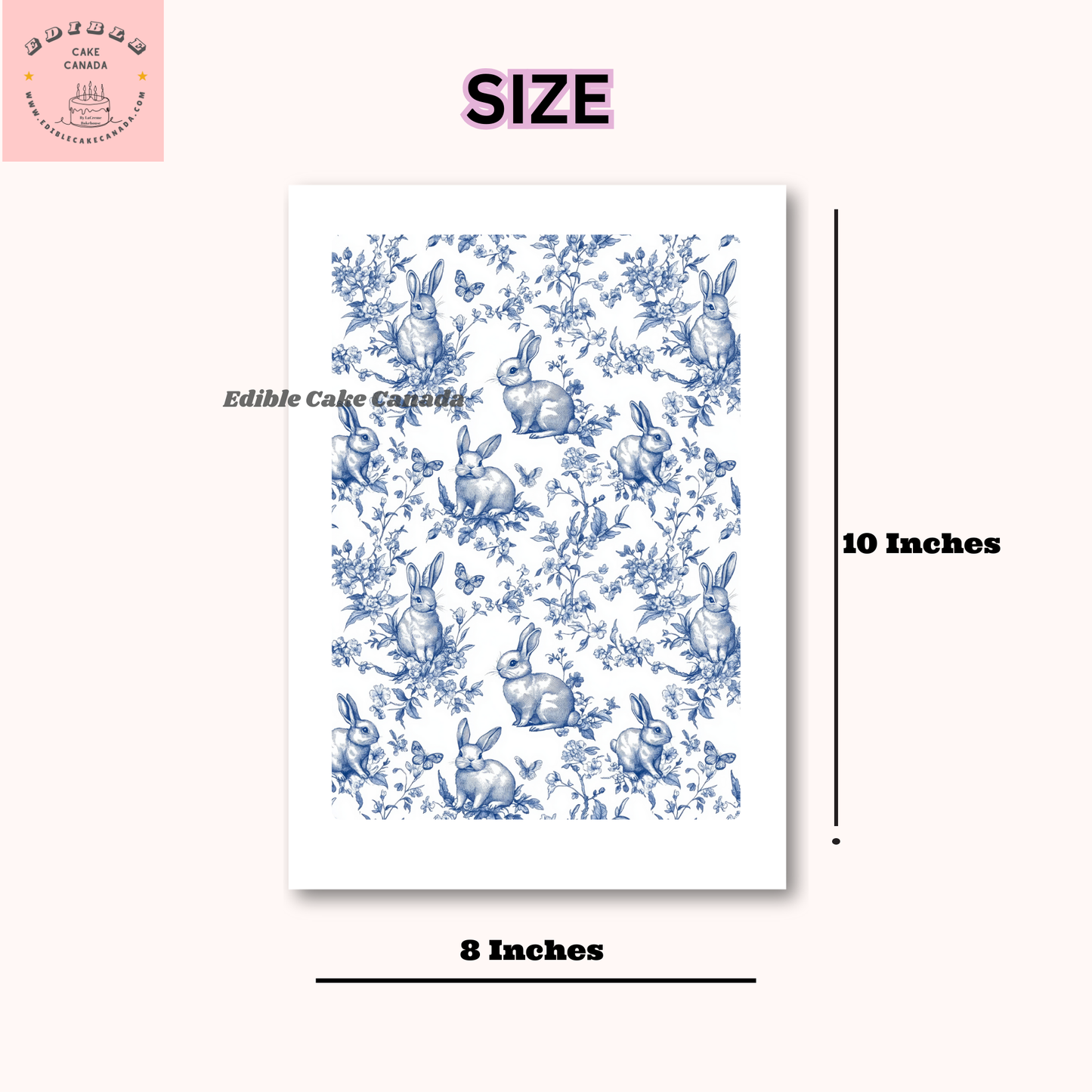 EDIBLE Rabbit Blue Tiles Vintage Icing Cake Wrap | Frosting sheet Vintage Chinoiserie Pattern Cake Wrap |Wedding Baby Shower Birthday topper