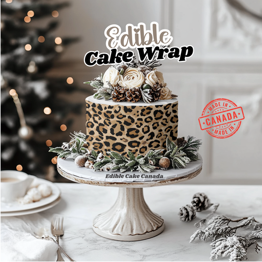 EDIBLE Leopard Print Cake Wrap Cake Topper | Edible Icing Sheet for Wild & Tropical Frosting sheet | Jungle Safari Birthday Party