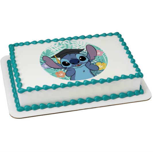 Licensed Disney’s Stitch Graduation PhotoCake® Edible Image® cake topper
Disney Stitch graduation edible icing image for cake decoration
PhotoCake® Edible Image® Stitch graduation cake topper processed in Canada
Licensed Stitch graduation cake decoration for celebration cakes
Disney’s Stitch graduation edible cake topper for party cakes