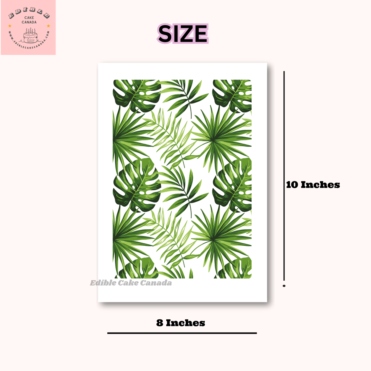 EDIBLE Tropical Leaves Edible Cake Wrap | Green Foliage Pattern Frosting Paper Strips | Edible Cake Decoration Summer, Jungle Themed Cake