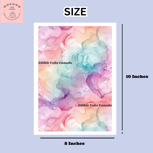 Edible Icing Cake Wrap | Pastel Elegant Colorful Cake Wrap | 10"x8" Edible Icing Sheet for Birthday, Wedding & Special Occasion Cakes
