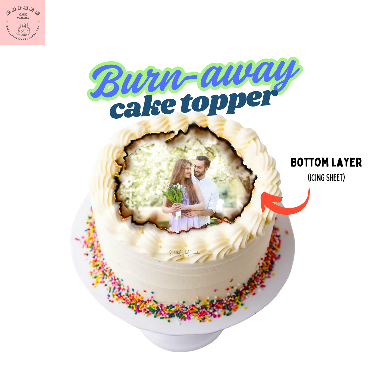 Custom 2025 Calendar  Edible Image Wafer & Frosting Set | Personalized Circle Heart shape Topper | Birthday Burn-away bundle