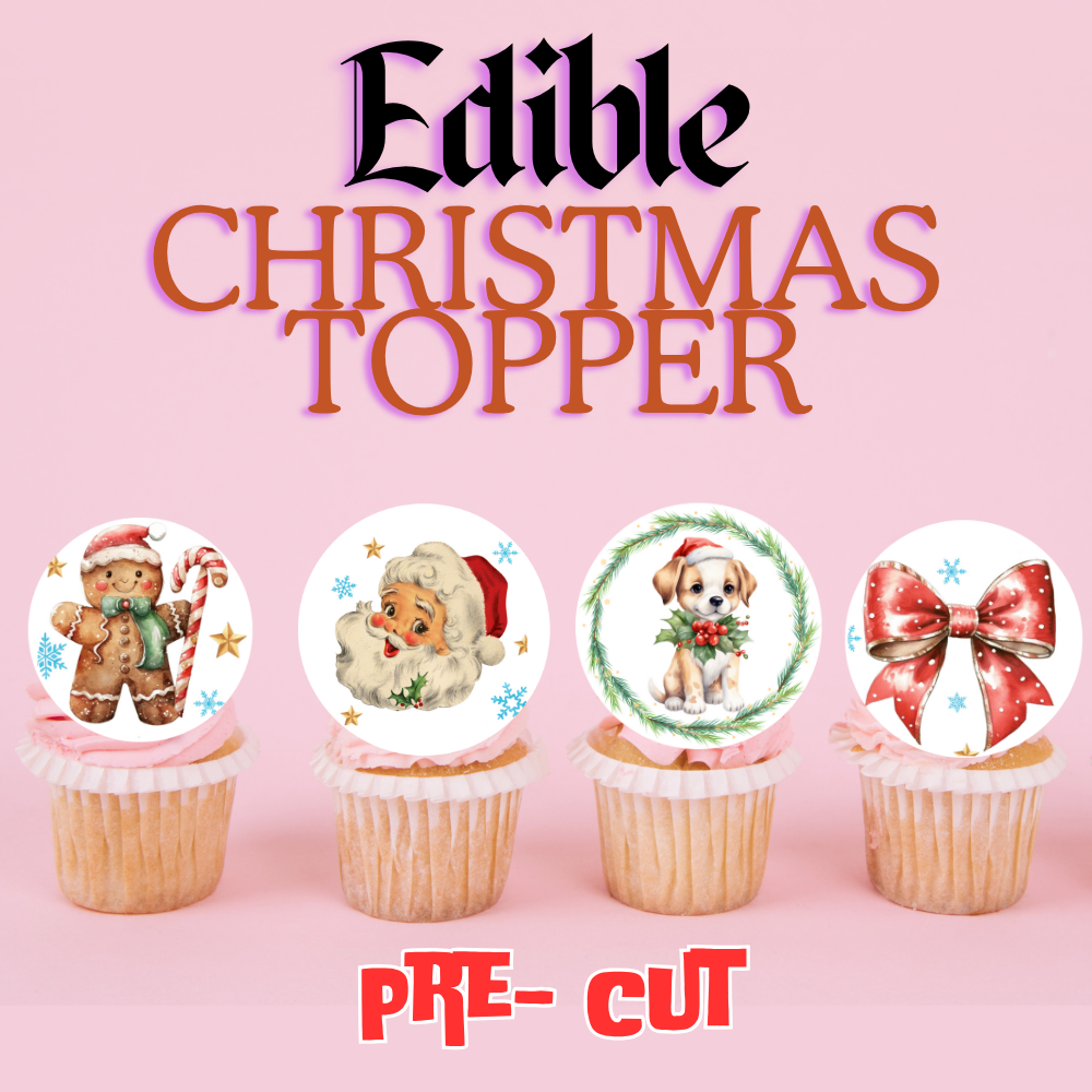 Edible Christmas Cupcake Toppers – 6 Festive Designs | Round Icing Images (1.5", 2", 3") | Food-Grade Cake Decorations