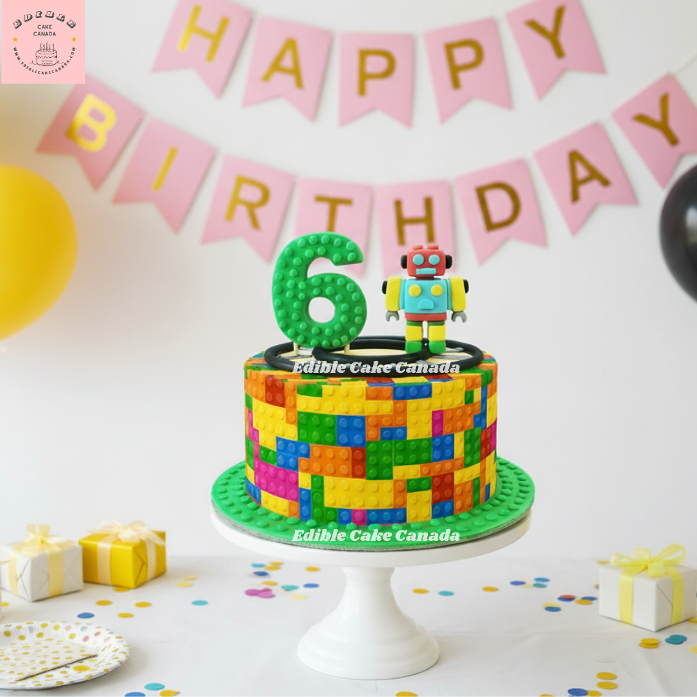 Edible Cake Wrap – Building Blocks Design | Kids Birthday Theme Cake Decoration Icing Sheet