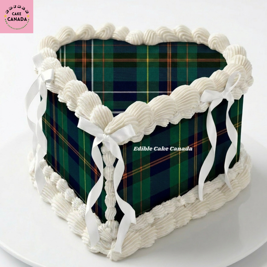 Dark Green & Blue Tartan Plaid Edible Icing Cake Wrap – 8x10" Cake Decorating Sheet