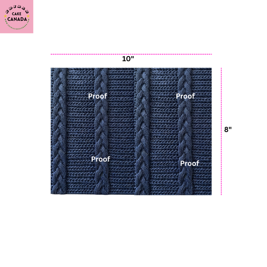Blue Cable Knit Edible Icing Cake Wrap 8x10" | Sweater Cake Sheet