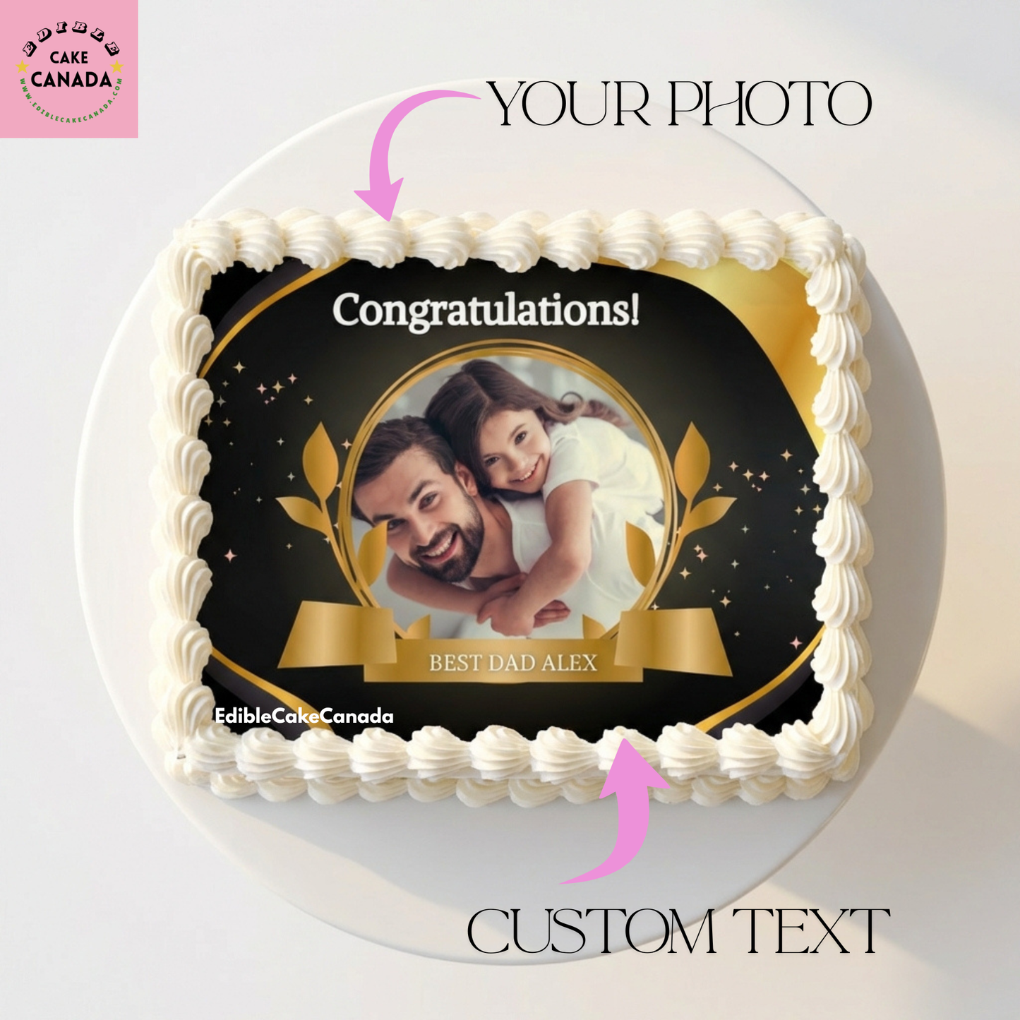 Custom Edible Photo Cake Topper for Dad – Father’s Day Best Dad Icing Sheet