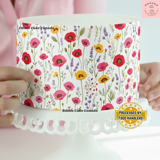 Edible Cake Wrap | Colorful Floral Cake Wrap | Flower Party Cake Decoration | Edible Icing Sheet | Birthday Cake Wrap | Spring Flower Cake Design
