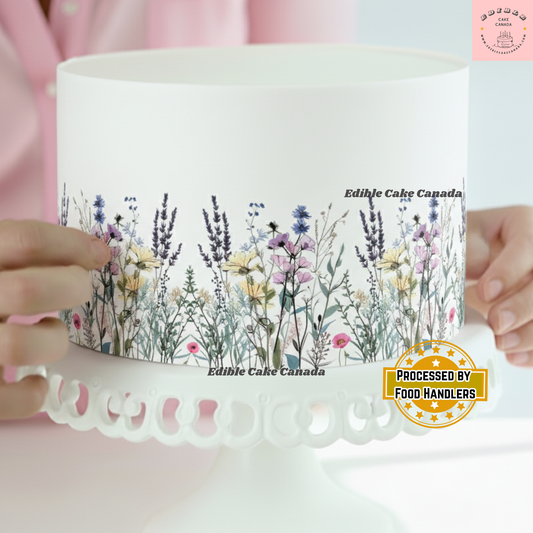 Edible Wildflowers Cake Wrap | Floral Icing Sheet (8"x10") | Food Grade Edible Cake Decoration