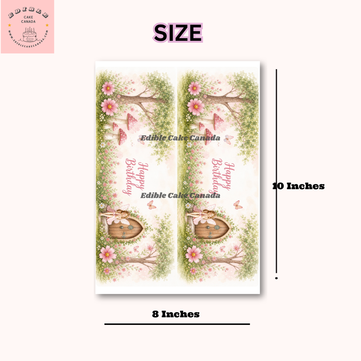 Fairy Garden Edible Icing Cake Wrap | Enchanted Forest Frosting Sheet (8x10")