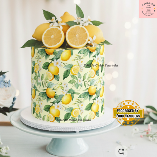 Lemon Citrus Cake Wrap – Mediterranean Edible Image (8"x10")